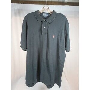 Ralph Lauren Polo Shirt Mens Large Black Pullover Red Pony Short Sleeve Cotton
